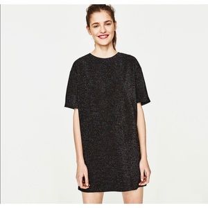 Zara Trafaluc Rainbow Glitter Shift Mini Dress S